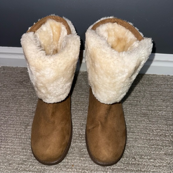 GGASHLEAR Women’s Faux Fur Winter Ankle Boots Brown Lace Up Cosy Warm– Size 6.5M - Picture 3 of 9